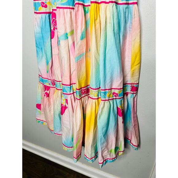 HUNTER BELL Multicolored Floral Rita Gradient Empire Waist Flowy Midi Dress XS - Picture 8 of 13